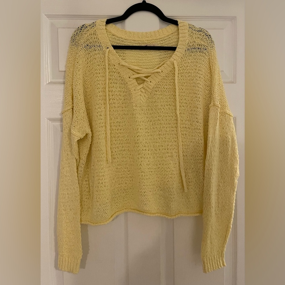 Yellow Coverup-Sweater Hollister size Large